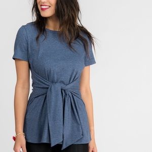 Agnes and Dora Side Sean Sash Top Denim Heather